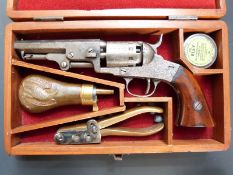 Manhattan .31 five-shot single action percussion pocket revolver with engraved scenes to the
