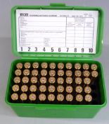 Forty-seven 7mm REM MAG rifle cartridges in Case-Gard H-50 carry case. PLEASE NOTE THAT A VALID