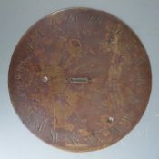 17thC brass sundial engraved 'Tyme is Short' and 'United in time=Parted in time, to be reunited when