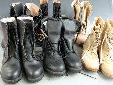 Six pairs of military boots, appear to be size 11