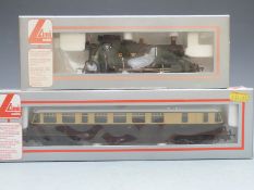 Two Lima 00 gauge GWR locomotives BO-BO Rail Car 22 205132A3 and 2-6-2 tank 205111A2, both in