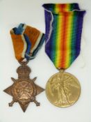 British Army WWI medals comprising 1914/1915 Star and Victory Medal named to 201185 Pte S Parkin,