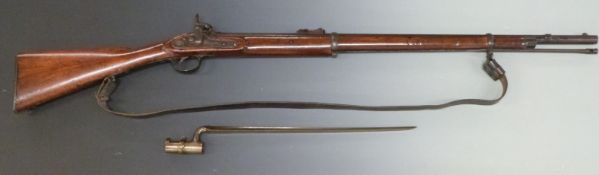 Thomas Turner private purchase two band Enfield pattern percussion hammer action rifle with lock