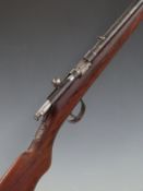 BSA .22 bolt action rifle with semi-pistol grip, peep sight mount and 19.5 inch barrel, overall