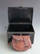 Military style metal ammunition box marked Dr V G Radclyffe together with a leather shotgun