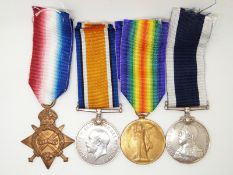 Royal Navy WWI medals comprising 1914/1915 Star, War Medal and Victory Medal named to 296349 T