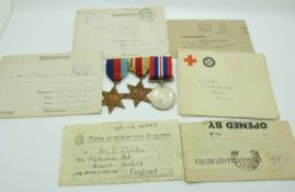 British Army WWII medals comprising 1939/1945 Star, Africa Star,and War Medal for 1471700 S