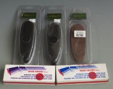 Five shotgun/ rifle recoil pads comprising three Bisley and two Recco Calciolli, all in original