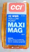 Fifty CCI .22 WMR Maxi Mag rifle cartridges, in original box. PLEASE NOTE THAT A VALID RELEVANT