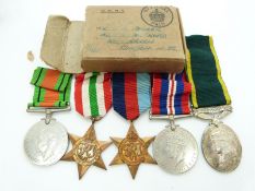 British Army WWII medals comprising 1939/1945 Star, Italy Star, Defence Medal, War Medal and