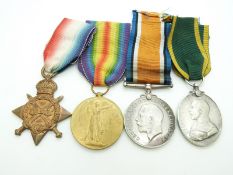 British Army WWI medals comprising 1914/1915 Star, War Medal and Victory Medal named to 501 Gunner H