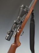 Anschutz model 1450 .22 bolt action rifle with chequered semi-pistol grip and forend, sling, sound