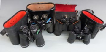 Four cased pairs of binoculars comprising Swift, Chinon and Prinz 10x50 and an unnamed 8x40 pair