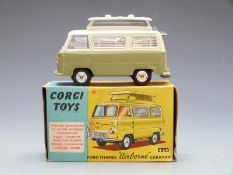 Corgi Toys diecast model Ford Thames Airborne Caravan with green and cream body, 420, in original