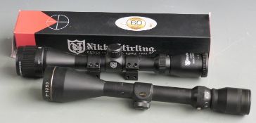 Two rifle scopes, one Nikko Sterling Mount Master AO 3-9x40 half mil dot in original box, the