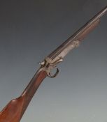 Belgian 9mm folding hammer action garden gun with chequered grip and forend and 29.5 inch part