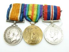 British Army WWI medals comprising War Medal and Victory Medal named to 200646 Pte C F Feltham,