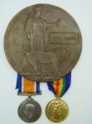 British Army WWI medals comprising War Medal and Victory Medal named to 95394 Pte A Davidson, Durham