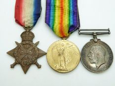 British Army WWI medals comprising 1914/1915 Star, War Medal and Victory Medal named to 7816 Pte B