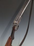 H Pieper 12 bore side by side hammer action shotgun with named and engraved lock, engraved