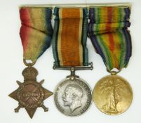 British Army WWI medals comprising 1914/1915 Star, War Medal and Victory Medal named to 13494 L/