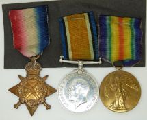 British Army WWI medals comprising 1914/1915 Star, War Medal and Victory Medal named to 029913