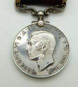 Royal Air Force Long Service and Good Conduct Medal (George VI) named to 624845 Sgt J W Cheverals,