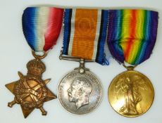British Army WWI medals comprising 1914/1915 Star, War Medal and Victory Medal named to 95088