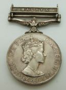 Royal Air Force General Service Medal with clasp for Malaya, named to 4169013 AC II DC Whiting, RAF