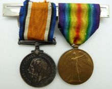British Army WWI medals comprising War Medal and Victory Medal named to 11961 Pte S A Halford,