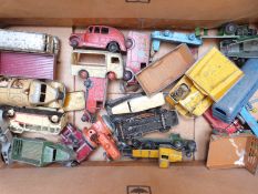 Twenty-five Dinky Toys diecast model commercial and agricultural vehicles including Loudspeaker
