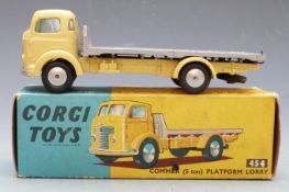 Corgi Toys diecast model Commer (5 Ton) Platform Lorry with lemon cab and chassis and silver bed,