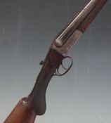 Midland Gun Company 12 bore side by side shotgun with all over scrolling engraving, chequered semi-