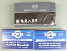 Forty0ne 6.5x55mm rifle cartridges, all in original boxes. PLEASE NOTE THAT A VALID RELEVANT