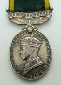 British Army Territorial Efficiency Medal (George VI) named to 81326 Sgt A D H Bellshaw, Royal