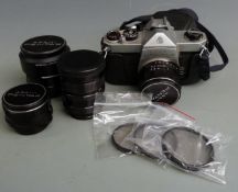 Asahi Pentax SP500 SLR camera with Super-Takumar 1:2/55, 1:1.8/85, 1:3.5/35 and 1:1.8/85 lenses etc