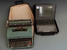 Olivetti Lettera 32 retro typewriter and a Twinhead Slimnote 486 vintage laptop computer