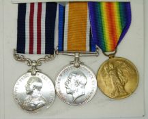 British Army WWI Worcestershire Regiment military medal group named to 36556 Pte J A Hicks
