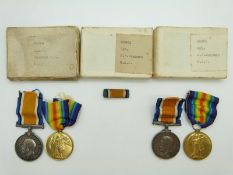 Royal Air Force WWI medals comprising two pairs of War and Victory Medals named to 26801 Cpl H P