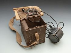 WWII period army Morse signalling lamp, in original box with battery etc
