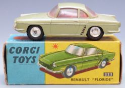Corgi Toys diecast model Renault 'Floride' with green body and red interior, 222,  in original box.