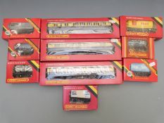 Ten Hornby 00 gauge coaches, wagons and tankers including United Dairies, Bestwood Iron Works,