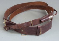 British Army Infantry Officer's leather 'Sam Brown' belt with shoulder strap and whistle dated 1945