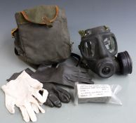British Army Cold War respirator and haversack with head and neck protector