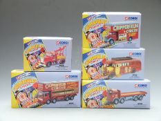 Five Corgi Classics Chipperfield's Circus diecast model vehicle sets comprising ERF 8 Wheel Rigid