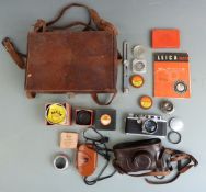 Leica IIIf 35mm rangefinder camera circa 1951/2 with Summitar 5cm 1:2 lens Nr 912465 in Leica