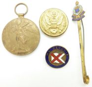 British Army WWI Victory Medal named to 13822 Pte C L Young, Gloucestershire Regiment with two