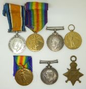 British Army WWI medals comprising two pairs of War and Victory Medals for the Army Service Corps (