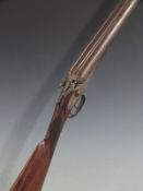 S M Patrick 12 bore side by side hammer action shotgun with named and engraved lock, finely engraved