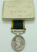 British Army Territorial Efficiency Medal (George VI) named to 772788 Pte S H White, Army Catering